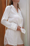 White Satin Lace Bridal Pyjama Short Set Wear the World