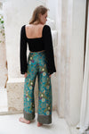 Turquoise Satin Wrap Around Trousers Wear the World