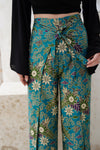 Turquoise Satin Wrap Around Trousers Wear the World