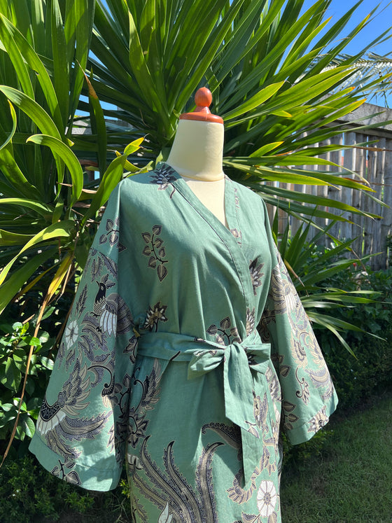 Mint Batik Kimono Robe