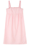 Pale Pink Midi Nightdress With Red Ric Rac - 100% Cotton Poplin Sarah Brown London