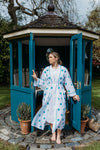 Aisha Teal Embroidered Robe Woven Riches