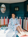 Aisha Teal Embroidered Robe Woven Riches