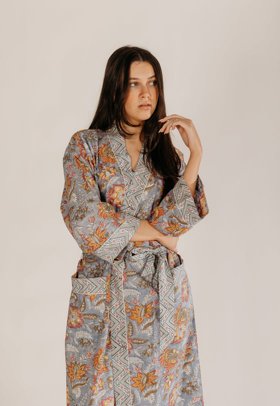 Aarti Block Printed Cotton Robe Woven Riches