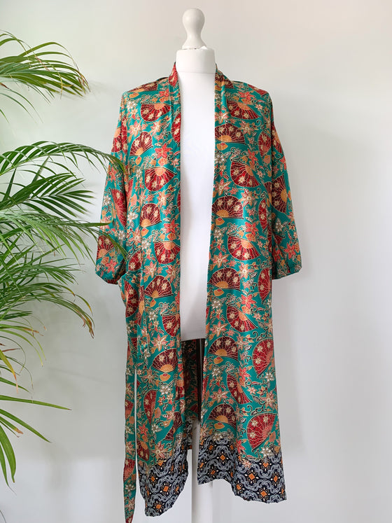 Green Satin Kimono Robe