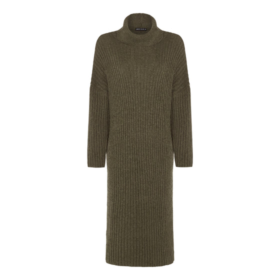 Joey Roll Neck Midi Dress - Khaki