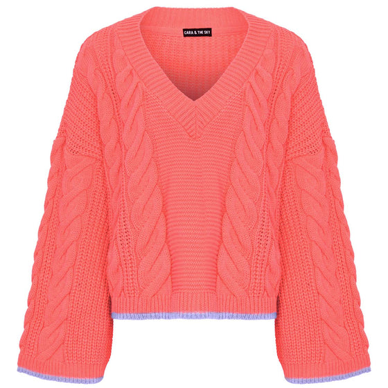 Katrina Cable v Neck Jumper - Coral Cara & The Sky