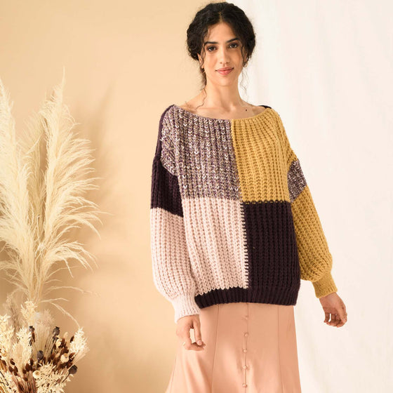 Laura Chunky Patchwork Jumper - Plum Cara & The Sky