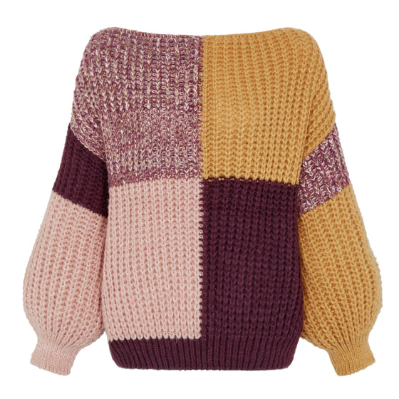 Laura Chunky Patchwork Jumper - Plum Cara & The Sky