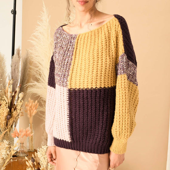 Laura Chunky Patchwork Jumper - Plum Cara & The Sky