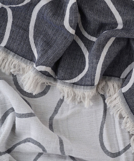 Blue Lines Cotton Throw Blanket