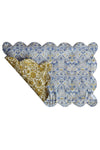 LODDEN CHINA BLUE & SAMBOURNE YELLOW Liberty Reversible Scalloped Placemat