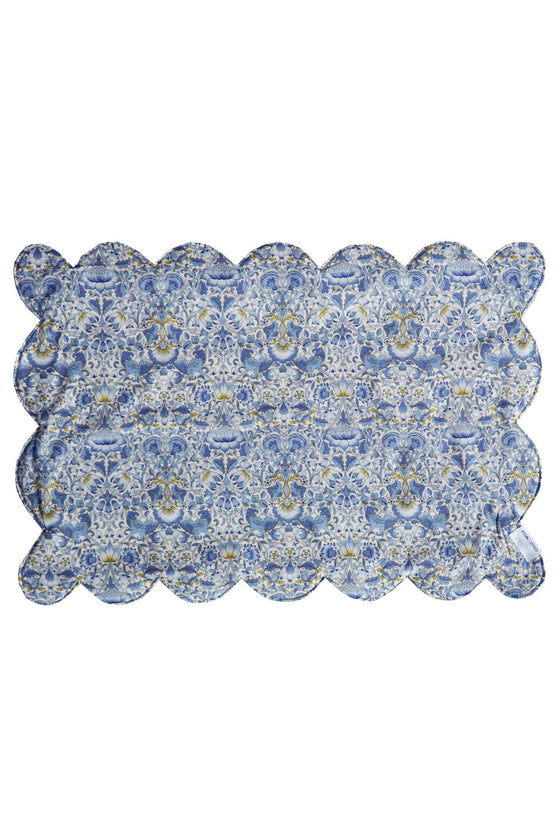 LODDEN CHINA BLUE & SAMBOURNE YELLOW Liberty Reversible Scalloped Placemat