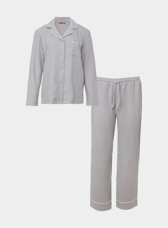 Luxury Suite Waffle PJ Set in Grey