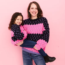  Marissa Adult and Mini Me Stripe Bubble Stitch Matching Jumpers Cara & The Sky