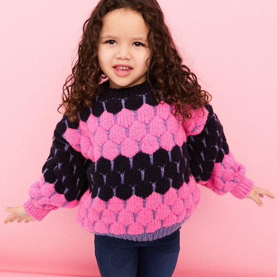 Marissa Adult and Mini Me Stripe Bubble Stitch Matching Jumpers Cara & The Sky