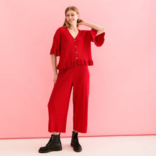  Martha Wide Leg Knitted Trousers Co-Ord - Red