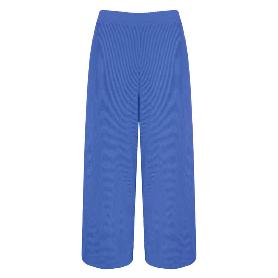 Martha Wide Leg Knitted Trousers - Cornflower Blue