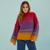 Megan Roll Neck Stripe Jumper - Cherry Red