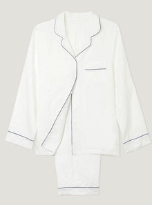  White Linen Pyjama Trouser Set