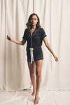 Navy Aria Bamboo Pyjama Short Set