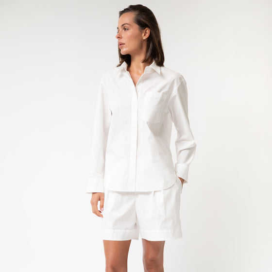 White InStyle Cotton Poplin Shirt - Myza