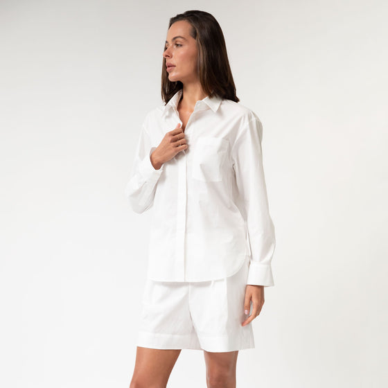 White InStyle Cotton Poplin Shirt - Myza