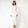 White Linen Voile Button-Down Long Shirt Dress - Myza