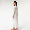 White Linen Voile Button-Down Long Shirt Dress - Myza