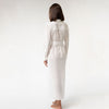 White Linen Voile Button-Down Long Shirt Dress - Myza