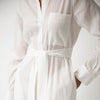 White Linen Voile Button-Down Long Shirt Dress - Myza