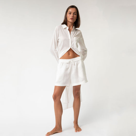 White Heavy Linen Shorts Perfect Days - Myza