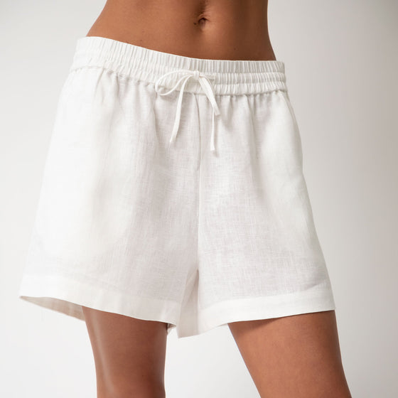 White Heavy Linen Shorts Perfect Days - Myza