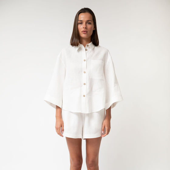 White Heavy Linen Shorts Perfect Days - Myza