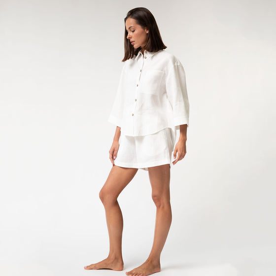 White Heavy Linen Shirt Perfect Days - Myza