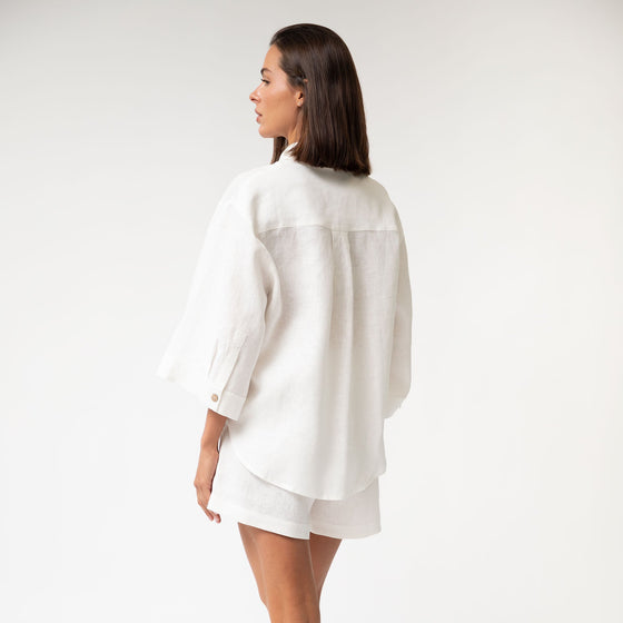 White Heavy Linen Shorts Perfect Days - Myza