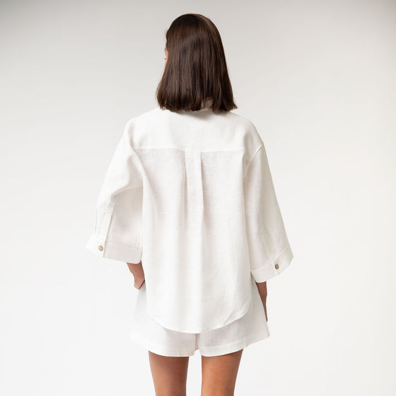 White Heavy Linen Shirt Perfect Days - Myza