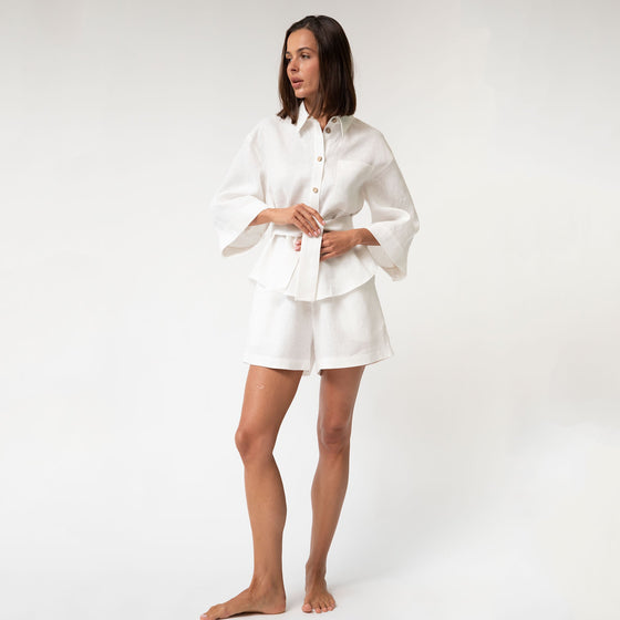 White Heavy Linen Shirt Perfect Days - Myza