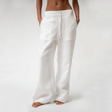  White Heavy Linen Wide-Leg Pants Perfect Days - Myza