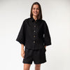 Black Heavy Linen Shorts Perfect Days - Myza