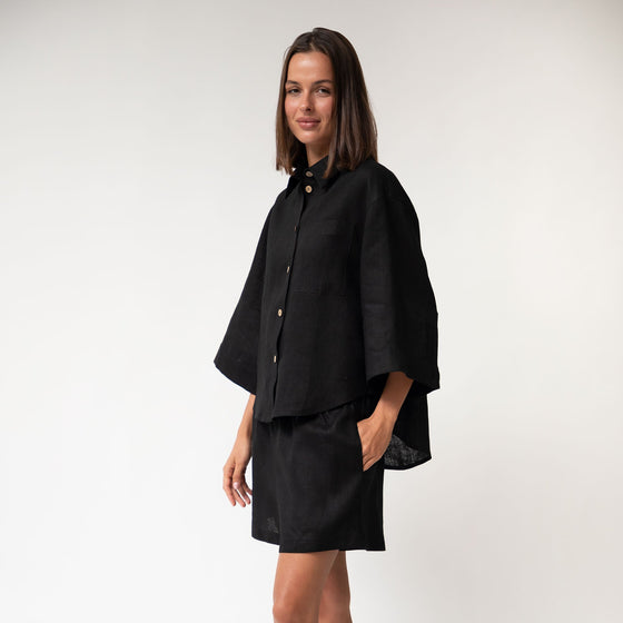 Black Heavy Linen Shirt Perfect Days - Myza