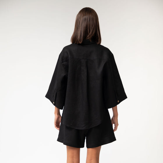 Black Heavy Linen Shorts Perfect Days - Myza