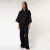 Black Heavy Linen Wide-Leg Women's Trousers Perfect Days - Myza