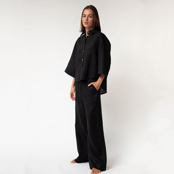 Black Heavy Linen Shirt Perfect Days - Myza