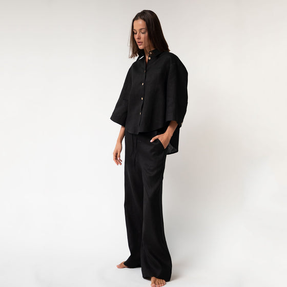 Black Heavy Linen Shirt Perfect Days - Myza