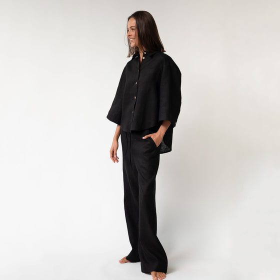 Black Heavy Linen Shirt Perfect Days - Myza