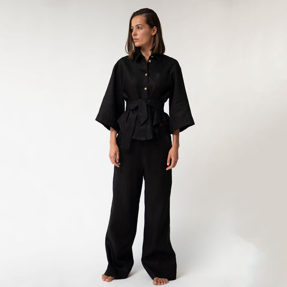 Black Heavy Linen Shirt Perfect Days - Myza