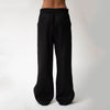 Black Heavy Linen Wide-Leg Women's Trousers Perfect Days - Myza