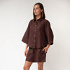 Brown Heavy Linen Shorts Perfect Days - Myza