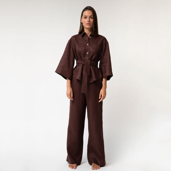 Brown Heavy Linen Shirt Perfect Days - Myza